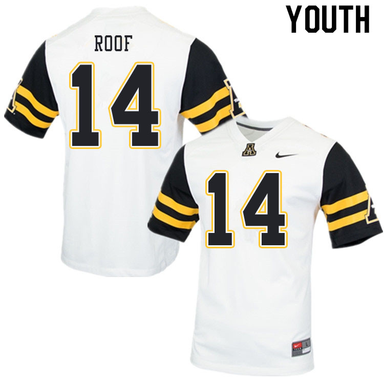 Youth #14 T.D. Roof Appalachian State Mountaineers College Football Jerseys Sale-White - Click Image to Close